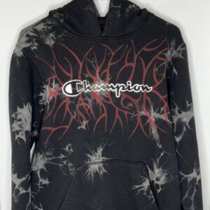 Champion Hoodie XL Flame Bleach Dye Red Graphic Pullover Sweatshirt Men’s